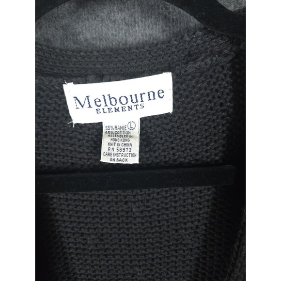 Vtg Melbourne Elements Knit Cardigan Sweater Black Colorful Geometric Size L - Picture 7 of 14
